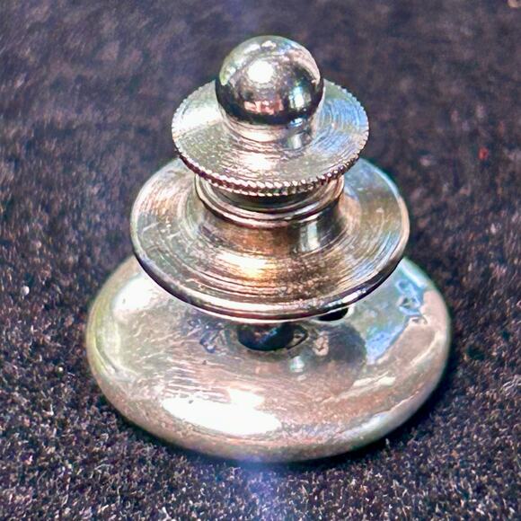 Vintage Button Design Tie Tack Pin – Silver Tone Men’s Accessory - Picture 3 of 16